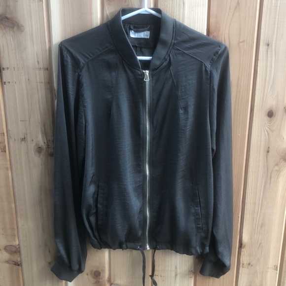 H&M Teen Olive Green Satin Like Bomber Jacket - Picture 1 of 7